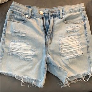 American eagle light washed destroyed shorts